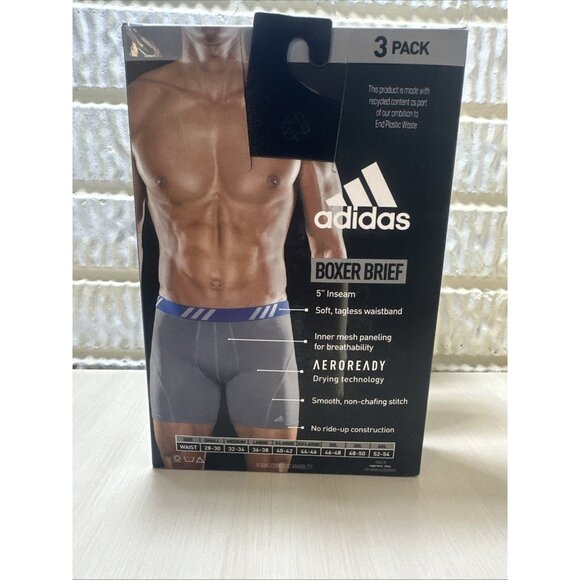 Adidas Mens 3-Pack Boxer Briefs XXL Performance Mesh Breathable AEROREADY - Picture 2 of 8